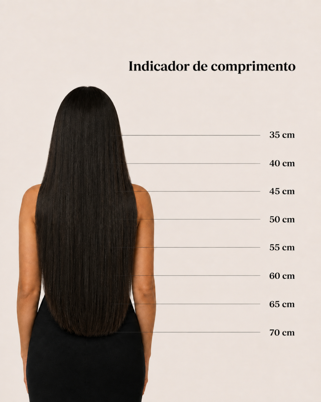 tabela de comprimento castanho escuro