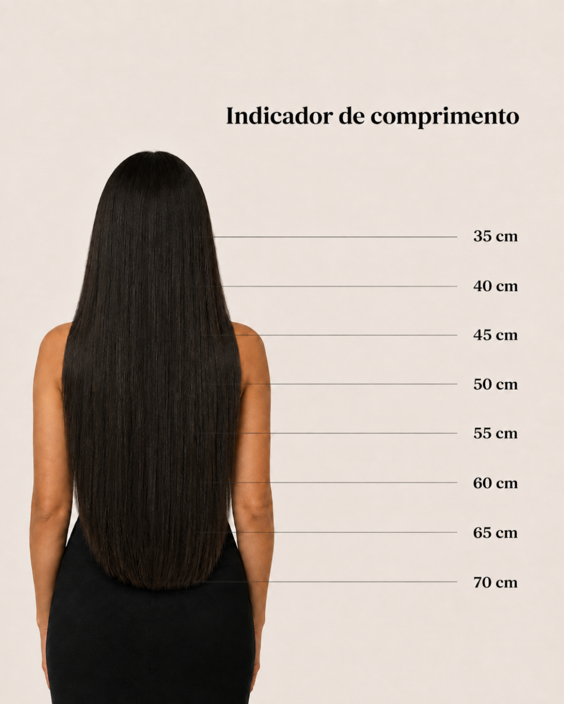 tabela de comprimento castanho escuro