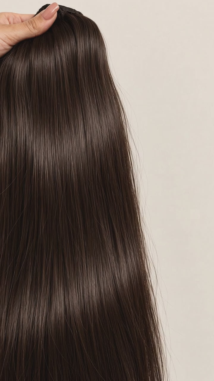 Cabelo Humano Clip-In Castanho escuro